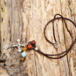 Cross leather mala necklace from Holy Land