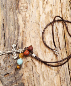 Cross leather mala necklace from Holy Land