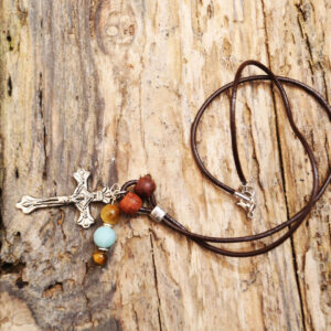 Cross leather mala necklace from Holy Land