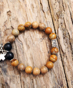 Jasper and onix cross and star David bracelet from Holy Land