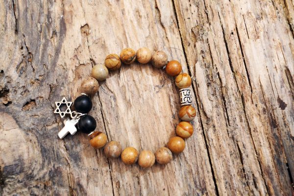 Jasper and onix cross and star David bracelet from Holy Land