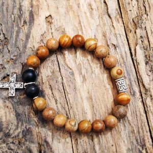 Jasper and onix cross bracelet from Holy Land