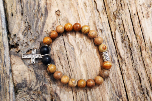 Jasper and onix cross bracelet from Holy Land