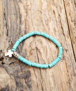 Turquoise stone cross bracelet from Holy Land