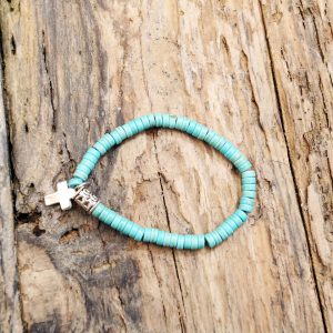 Turquoise stone cross bracelet from Holy Land