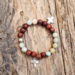 Amazonite and jasper cross bracelet from Holy Land